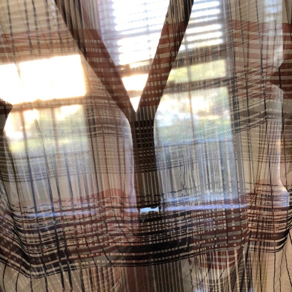 (NWOT) Karen Zambos plaid chiffon tie blouse SM - Picture 6 of 7